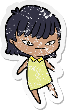 Bir insan tarafından çizilmiş karikatür bir kadının sıkıntılı çıkartması.