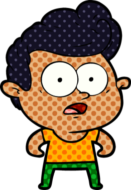 Bir insan tarafından çizilmiş çizgi film bakışlı adam.