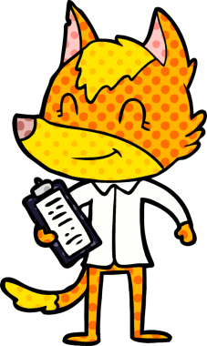 Bir insan tarafından çizilmiş tilki çizgi film karakteri