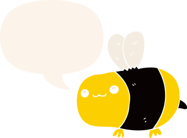 Konuşma baloncuğu olan çizgi film arısı insan tarafından çizilmiş.