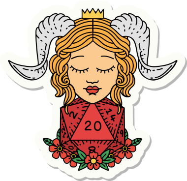 Bir insan tarafından çizilmiş doğal 20 d20 zarlı bir yapıştırma.