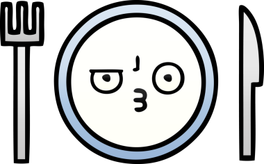 Bir insan tarafından çizilmiş yemek tabağının gölgeli çizgi filmi.