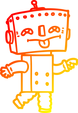 Bir insan tarafından çizilen çizgi film robotunun sıcak çizgi çizimi