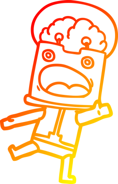 Bir insan tarafından çizilen çizgi film robotunun sıcak çizgi çizimi