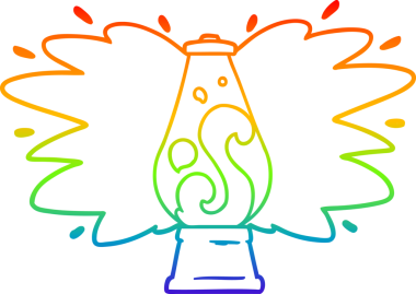 gökkuşağı gradyan çizgi çizimi bir insan tarafından çizilmiş retro lav lambası