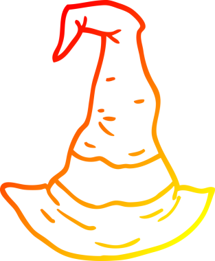 Bir insan tarafından çizilmiş bir cadı şapkasının sıcak çizgi çizimi.