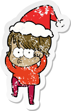 Bir insan tarafından çizilmiş Noel Baba şapkası giymiş bir kadının el yazısı.