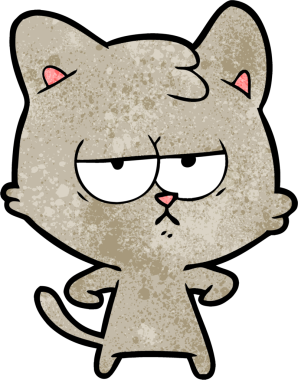 Bir insan tarafından çizilmiş sıkıcı çizgi film kedisi.