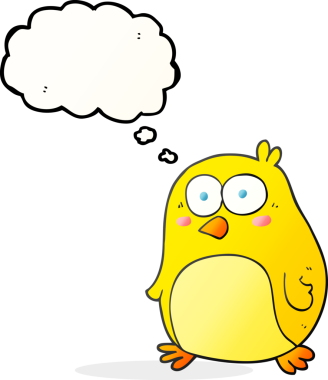 Bir insan tarafından çizilmiş serbest çizim balon karikatür kuşu.