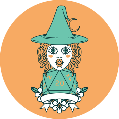 Bir insan tarafından çizilmiş 20 zarlı insan cadısının simgesi.