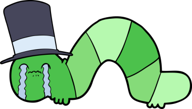 Çizgi film tırtılı bir insan tarafından çizilmiş pişmanlıklarına kafayı takmış.