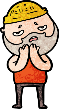 Bir insan tarafından çizilmiş sakallı endişeli bir adam.