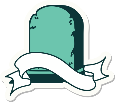 Bir insan tarafından çizilmiş mezar taşının pankartıyla dövme stili.