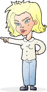 Bir insan tarafından çizilmiş çizgi film kadını.