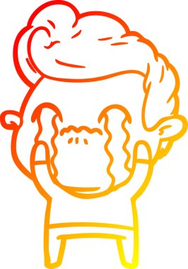 Bir insan tarafından çizilmiş ağlayan bir çizgi film karakteri çizimi.