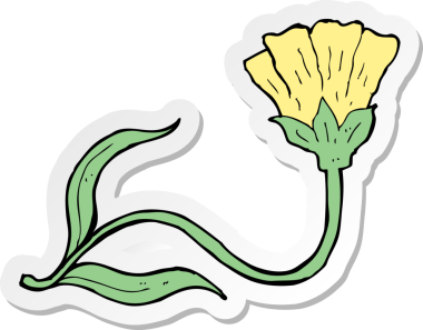 Bir insan tarafından çizilmiş karikatür çiçeğinin çıkartması.