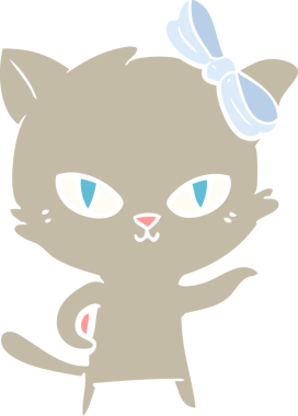 Sevimli düz renkli çizgi film kedisi bir insan tarafından çizilmiş.