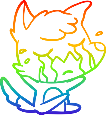 Bir insan tarafından çizilmiş ağlayan tilki çizgi filminin çizimi.