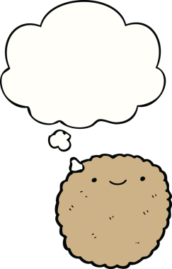 Bir insan tarafından çizilmiş düşünce balonlu bisküvi.