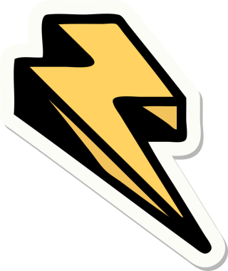 Bir insan tarafından çizilmiş geleneksel yıldırım stili dövme etiketi