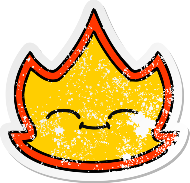 Bir insan tarafından çizilmiş şirin bir çizgi film yangınının sıkıntılı çıkartması.