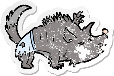 Bir insan tarafından çizilmiş bir kurt adamın sıkıntılı çıkartması.