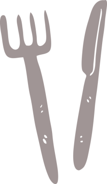 Bir insan tarafından çizilmiş karikatür bıçağı ve çatal.