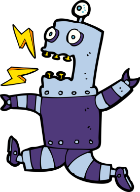 Bir insan tarafından çizilmiş korku dolu bir robot.