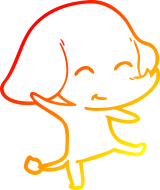 Bir insan tarafından çizilmiş şirin bir fil çizgi filinin sıcak eğimli çizimi