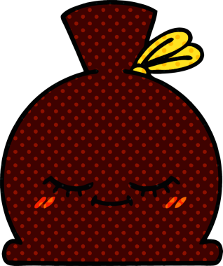 Bir insan tarafından çizilmiş bir çuval karikatürü.