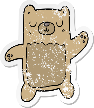 Bir insan tarafından çizilmiş karikatür ayısının sıkıntılı çıkartması.