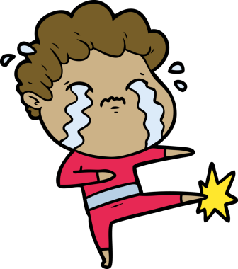 Bir insan tarafından çizilmiş ağlayan çizgi film adamı.