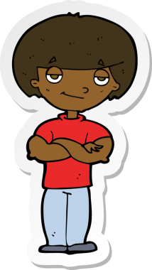 Bir insan tarafından çizilmiş kendini beğenmiş bir adamın çıkartması.