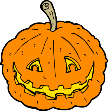 Bir insan tarafından çizilmiş sırıtan balkabağı.