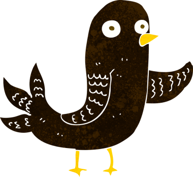 Bir insan tarafından çizilmiş çizgi film kuşları.