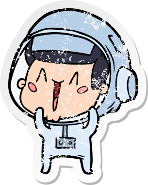 Bir insan tarafından çizilmiş mutlu bir astronotun sıkıntılı çıkartması.