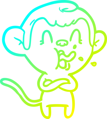 Bir insan tarafından çizilmiş çılgın bir çizgi film maymunu çizimi