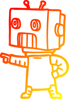 Bir insan tarafından çizilen çizgi film robotunun sıcak çizgi çizimi