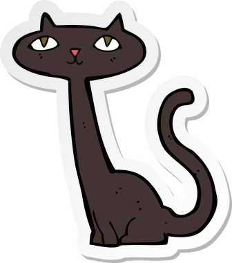 Bir insan tarafından çizilmiş karikatür kara kedisinin çıkartması.