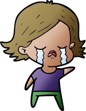 Bir insan tarafından çizilmiş ağlayan çizgi film kızı.