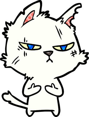 Bir insan tarafından çizilmiş sert çizgi film kedisi.