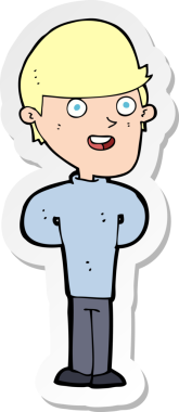 Bir insan tarafından çizilmiş mutlu bir adamın çıkartması.