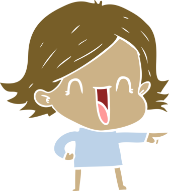 Bir insan tarafından çizilmiş düz renkli bir çizgi film.