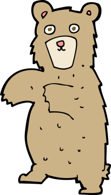 Bir insan tarafından çizilmiş çizgi film ayısı.