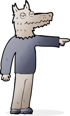 Çizgi filmdeki kurt adam insan tarafından çizilmiş.