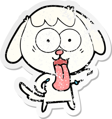 Bir insan tarafından çizilmiş şirin bir köpeğin sıkıntılı çıkartması.