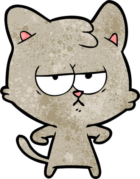 Bir insan tarafından çizilmiş sıkıcı çizgi film kedisi.
