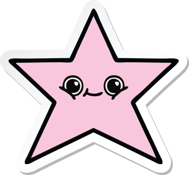 Bir insan tarafından çizilmiş şirin bir çizgi film yıldızının çıkartması.