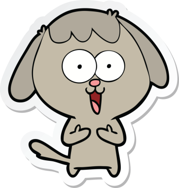 Bir insan tarafından çizilmiş şirin bir köpeğin çıkartması.