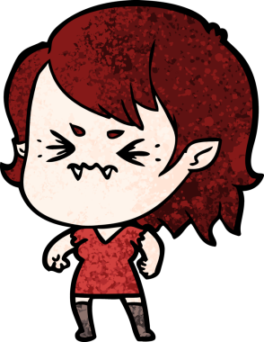 Bir insan tarafından çizilmiş kızgın vampir kız.